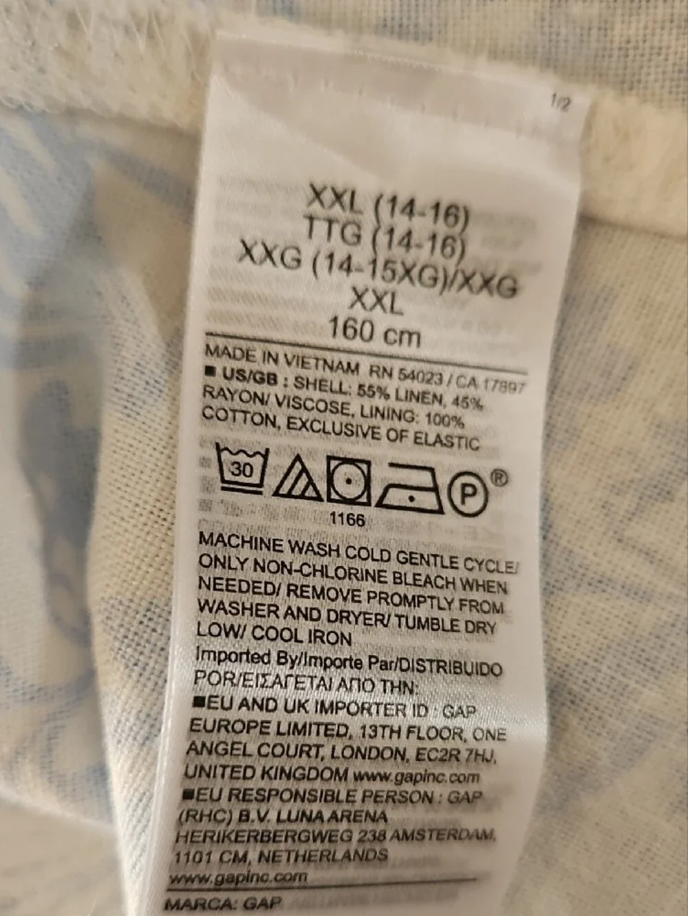 GAP Girls White Dress with Light Blue Shell Print